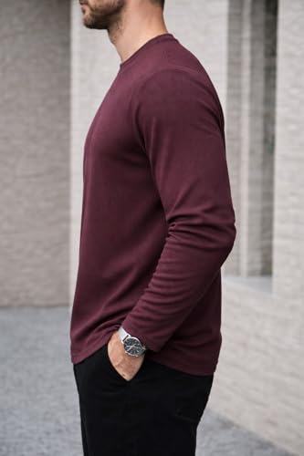 Image of Mack Jonney Men's Striped Ribbed Black Full Sleeve T-Shirt | Premium Soft Stretch Fabric | Casual Wear Round Neck Tee-M6265