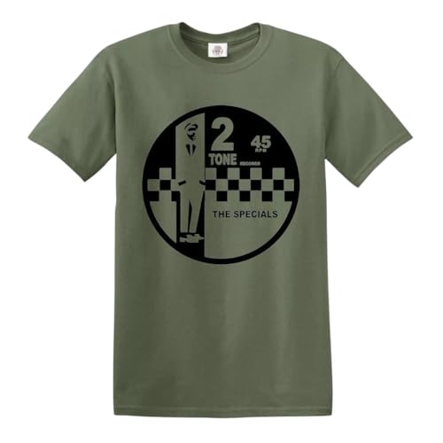 2 Tone Records The Specials Retro Music T-shirt pour homme Northern Soul Reggaes Top, Vert militaire - Imprimé noir, M 2 Tone Records The Specials Retro Music T-shirt pour homme Northern Soul Reggaes Top, Vert militaire - Imprimé noir, M