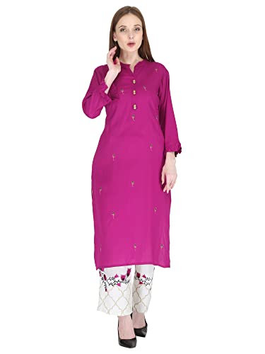 Image of Women's Rayon Straight Kurta Pant with Dupatta Set (Black)