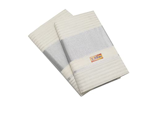 Image of Womens Kuthampully Set Mundu With Golden & Stripes Kara
