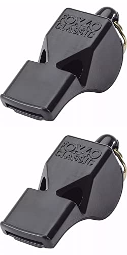Fox 40 Classic Whistle Referee Safety Alert Dog Rescue, Lifeguard-Black (2-Pack)