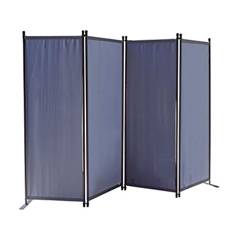 Quick Star Paravent 220 x 165 cm Tejido Divisor de habitación Jardín 4-Partición Pared de separación Plegable Balcón Pantalla de privacidad Gris