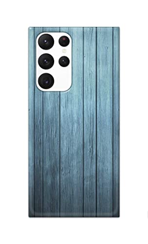 Image of PRINTFIDAA Printed Hard Back Cover Case for Samsung Galaxy S22 Ultra 5G Back Cover (Wooden Blue) -702