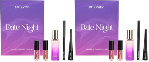 Image of Bella Vita Organic Date Night Gift Item for Women | Date Perfume 20ml + 2 Mini Liquid Lipstick Combo + Kajal + Eyeliner | Gift Set for Woman | Makeup Kit (Pack of 2)