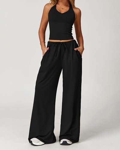 Back Sports Bra Workout Sets Workoutseamlessyoga Workout Sets High Women's Solid Backless Straight Sweatpants Set3