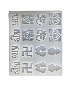 16 Cavities Silicone Resin Mold for Diwali Shubh Labh Swastik Kalash laxmi feet,LOTUES, OM &Ganesha Diwali SYMBOLE Silicone Mould for Resin