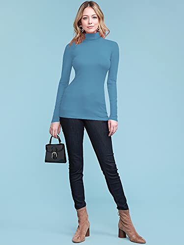 Image of Lock and Love Women's Turtleneck Top Lightweight Long Sleeve Slim Fit Pullover, Soft Rayon Stretch Layering Basic, S-3XL