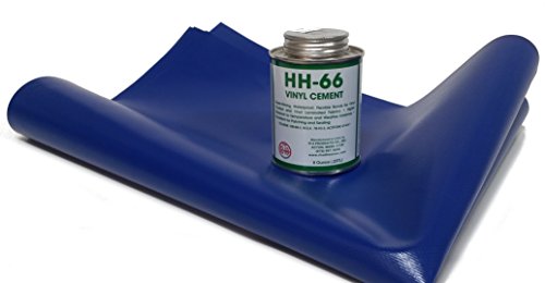 Tarp Repair Kit: 2'x2' 18oz Vinyl Patch and HH-66 Vinyl Cement (Blue)