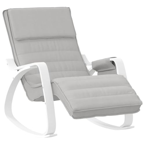 vidaXL Silla Mecedora de Tela Gris Claro, Silla, Silla Relajante, Silla de Relax, Silla de salón, Mecedora, Silla de Tela, Silla tapizada, sillón