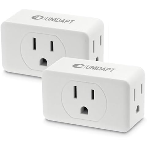 Unidapt Multi Plug Outlet Extender, 3 Outlet Wall Adapter, Multiple Outlet Splitter, Grounded Wall Tap Power Plug Expander for Cruise Ship Home Office Dorm Essentials, 2-Pack Cover