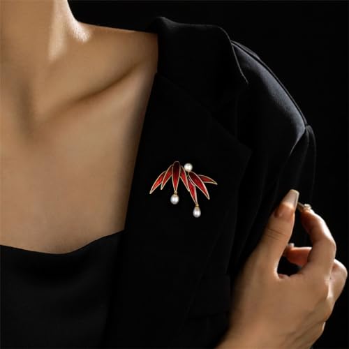 Broche de feuille de bambou accessoires élégants et mode perles d'eau douce épingle de corsage