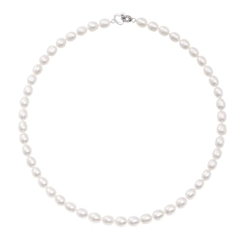 Freshwater Cultured Pearl Necklace for Women, 6MM-8MM Dainty Pearl Choker Necklace, Wedding Pearl Jewelry, Simple Beaded Pearl Necklace, Delicate Bridesmaid Jewelry Gifts