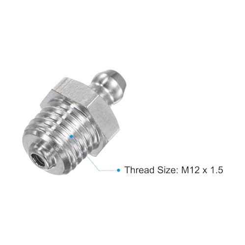 Image of uxcell 6Pcs Metric Stainless Steel Straight Grease Fitting M12 x 1.5mm Thread Hydraulic Grease Fitting Accessories