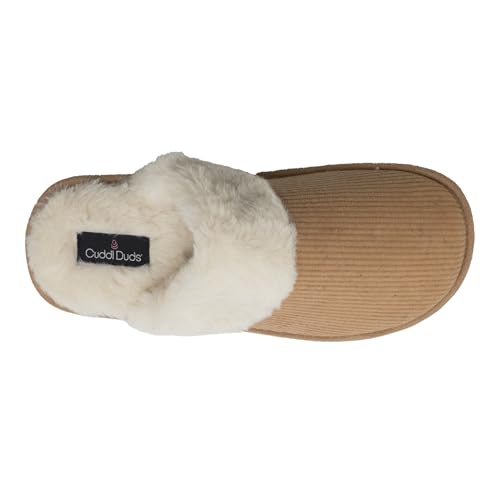 Cuddl Duds Women Indoor Corduroy Foam Insole Cozy Faux Fur Lining Clog Slip On Slipper House Shoes With Skid Resistant Bottom3