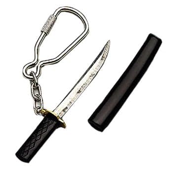 Generic Samurai Sword Keychain with Chrome Blade and Black Scabbard