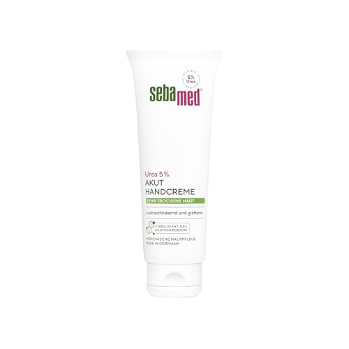 Sebamed Urea 5% Akut Handcreme sehr trockene Haut Akutpflege für sehr trockene und strapazierte Hände für spürbar mehr Glätte und Feuchtigkeit auch bei Neurodermitis Schuppenflechte und Diabetes