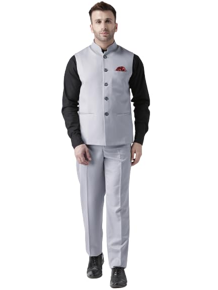 Image of hangup Men's Synthetic Notch Lapel Suit (2BasketTR Steelgrey 42 Grey