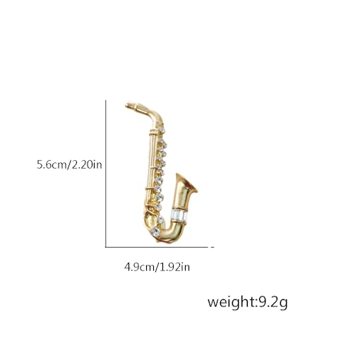Image of Cute Saxophone Instruments Rhinestones Brooch Lapel Pins for Women Men Girls Delicate Musical Pin Dress Suit Shirt Scarf Jackets Hat Bag Brooches Musician Clothes Accessories Party Jewelry Gifts