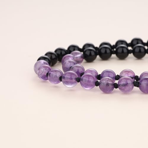 COAI Handmade 108 Beads Mala Necklace for Women, Green Aventurine/Amethyst Onyx 7 Chakra Necklace for Women4