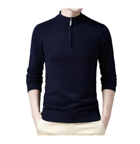 Men Quarter Zip Sweaters Long Sleeve Slim Knitted Pullover Fall Mock Neck Business Dress Sweater