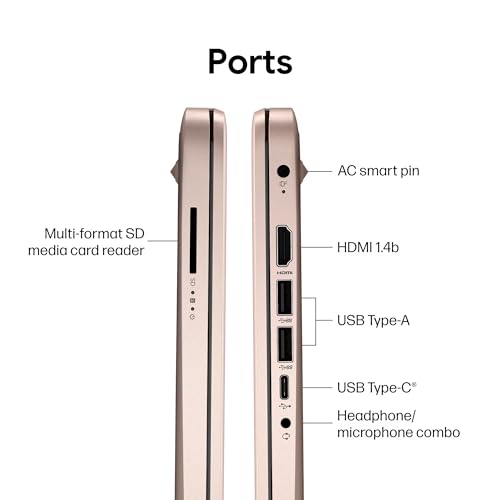 Image of HP New Gen 14 inch Laptop . MS Office. 128GB . 512GB SD Card . 4GB RAM . HD Display . 12-Hour Battery . WiFi . Bluetooth . Windows 11 . Pale Rose Gold