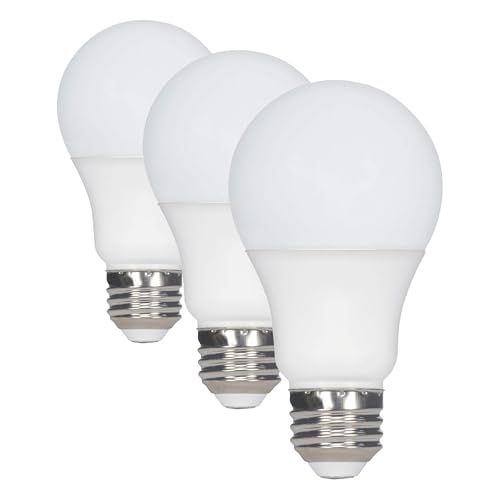 Satco 4.31 Inch 9.8W A19 LED Medium Base Replacement Lamp-4000 Color Temperature-White Finish (Pack of 3)
