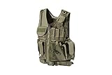 Lancer Tactical 600D Nylon Urban Tactical Cross Draw Vest with Embedded Pistol Holster Three Magazine Pouches - (OD Green)