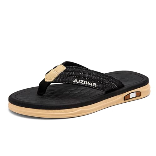 Mens Beach Flip Flops Orthotic Summer Thong Sandals Comfort Rubber Soles with Soft Cushion