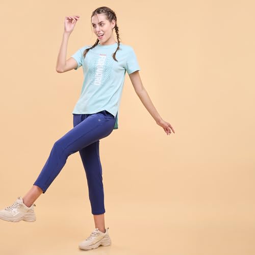 Image of Enamor Mid Rise 7 /8th Length Drawstring Closure Travel Pants for Women - Relaxed Fit, Quick Dry, Antimicrobial - E068