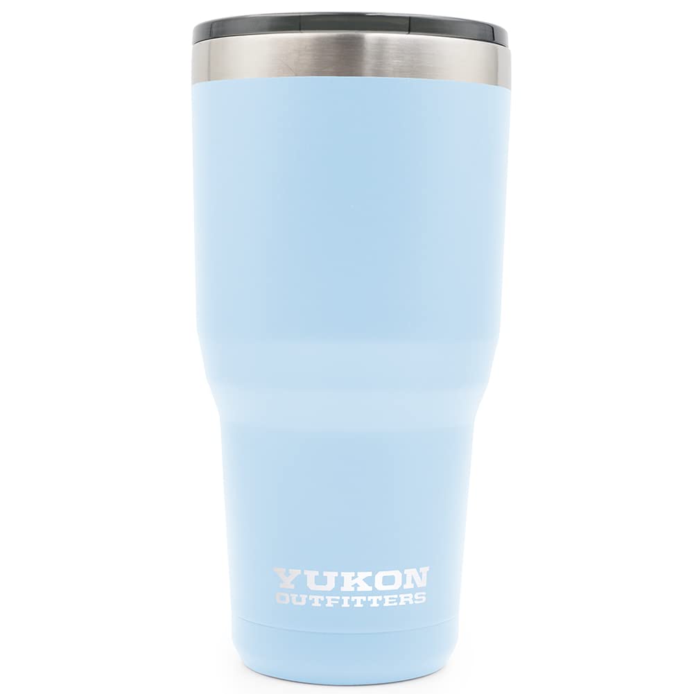 Yukon Outfitters Freedom High Grade 18/8 Corrosion-Resistant Stainless Steel Double Wall Vacuum Insulated Tumbler (30oz / 890ml) - 7.85" H x 3.9" Top Dia. / 2.9" Bottom dia., Sky Blue