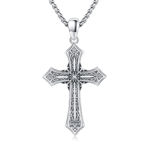Chaîne croisée gothique homme femme en argent massif