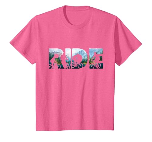 Mountain Bicycle Ride Shirt Cool MTB Downhill Mountain Biker T-Shirt, Youth, Pink Heather, Small