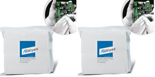 Image of AAWipes ESD-Safe Wipes (9 inchx9 inch, 100 pcs) - Lint-Free Cleanroom Cloth Wipers, Polyester-Carbon Blend (CE16009) (Pack of 2)