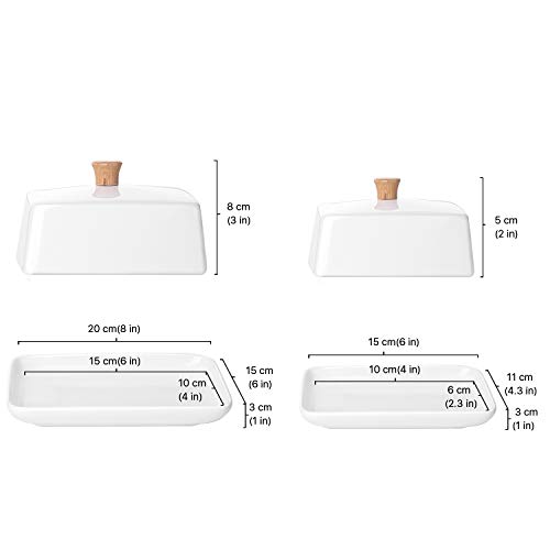 image for Flexzion Ceramic Butter Dish and Lid Cover (8 Inch Wide) - East/West B