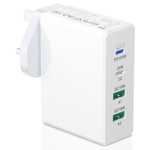 USB C Charger Block 120W GaN³ Fast Charging Station, Exclusive PD 100W for Laptops, Wall Charger Hub Multi Ports Compatible with MacBook Pro/Air, Tablets, iPhone, iPad, Galaxy, Pixel (Standard)