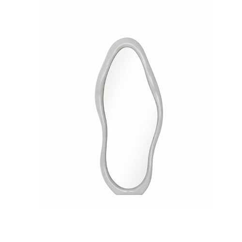 Baroni Home Specchio da Parete Design con Cornice Ondulata in Plastica Grigio, Specchio Decorativo Moderno per Soggiorno, Bagno, Camera e Ingresso, 33,5x75 cm Piccolo