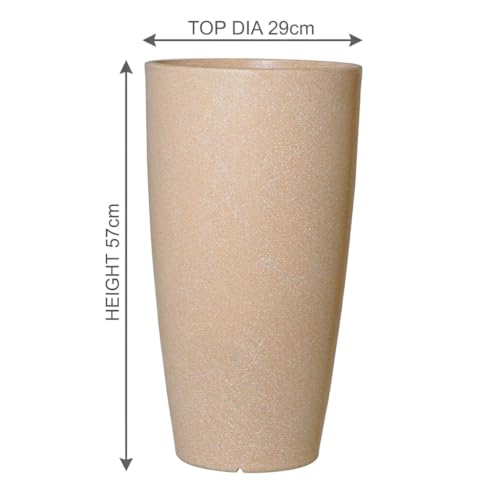 Image of Harshdeep Roto Planter - Venice - Indoor Outdoor Home Balcony Garden Decorative Round Durable Light Weight Stone Finish Plant Pot Dia 11 Inch Height 22 Inch (White Stone)