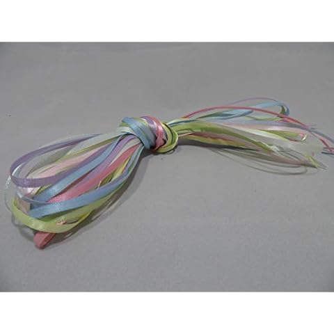LIGHT UNICORN PASTEL BABY COLOURS 10 x 1m x 3mm Satin Ribbon Assorted bundle ONLY double sided 10 metres Decorative Cards Easter Christmas thin 3 mm Cover
