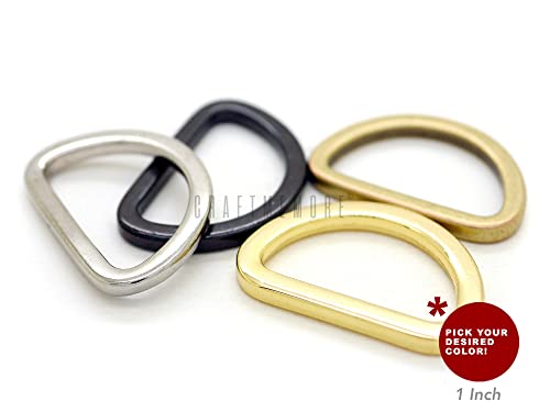 Craftmemore D Rings Purse Loop Flat Metal 5/8, 3/4, 1 Inch D-Ring Heavy Duty Findings For Bag Belt Strap Webbing Craft 10 Pack Ptdf (1 Inch, Antique Brass) #TOP5