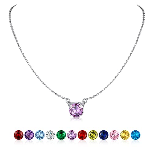 Silvercute Cat Necklace For Teen Girls 925 Silver Kitty Cat Pendant Dainty Small Sterling Silver June Birthstone Animal Necklaces #TOP20