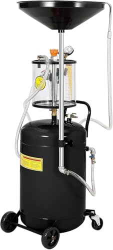 EliteEdge 20 Gallon Waste Oil Drain Tank Oil Drain Extractor Pneumatic Drainer for Automotive Fluids Portable Waste Oil Container with Air Operation (20 Gallon - Measuring Cup - Black)