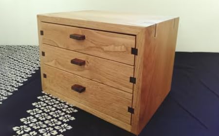 小物収納ケース(3段引き出し型・アクセサリーケースにも) | 無垢 栗(クリ)