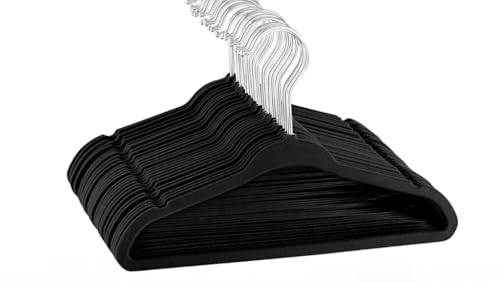 Kit 100/50/30 Cabides Veludo Para Roupas Antideslizante Resistente Aveludado Preto Adulto Rotação 360(50)