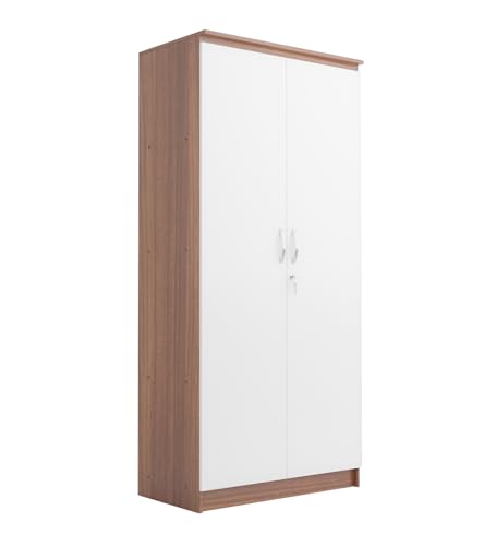 Image of COUCH CULTURE Engineering Wooden Wardrobe Almirah for Cloth with 2 Doors | Almira for Clothes Wooden | Wardrobe Organizer | Multipurpose Almirah | Leon Teak, Model - Dallas 1 Year Warranty