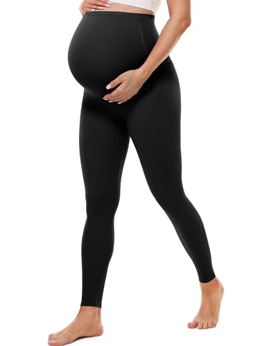 Buttergene Womens Clouduxi Maternity Leggings Over The Belly 25 Soft Workout Activewear Yoga Pregnancy Pants Clothes Black