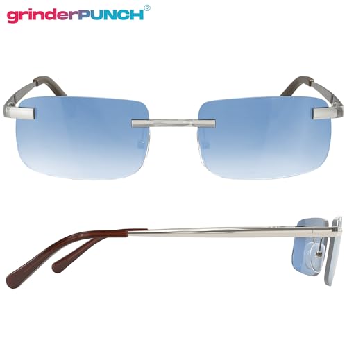 Image of grinderPUNCH Small Slim 90's Popular Nineties Rectangular Sunglasses Clear Rimless Eyewear
