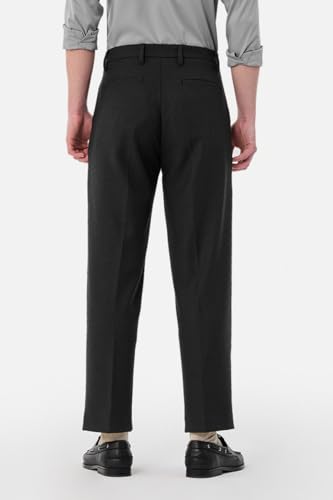 Image of SNITCH Men Casual Trousers| Baggy Fit Mid Rise Solid Plain Front Style | Breathable Cotton Blend & Lightweight Linen Fabric for Summer & Everyday Outings