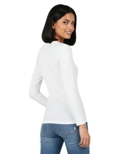 Image of HELGA Ivano Women's Organic Cotton Full Sleeve T-Shirt | Super Combed Cotton Rich | Plain Round Neck | Soft, Breathable, Eco-Friendly Casual Top for Everyday Wear