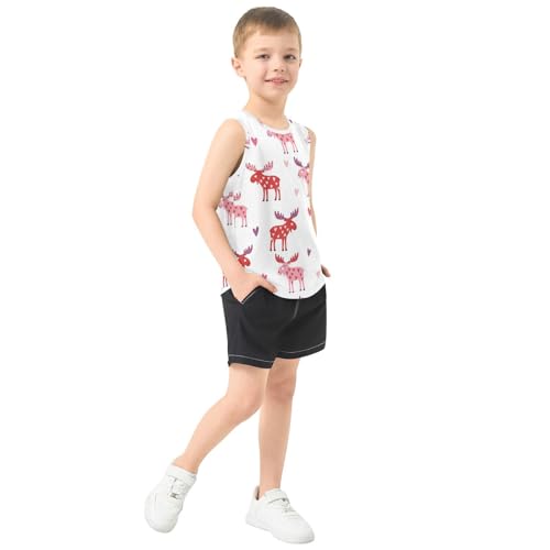 J JOYSAY Cartoon Moose Love Boys Tank Top Sleeveless Muscle Shirts Quick Dry Active Workout Sport Kids T-Shirts 3-15T4