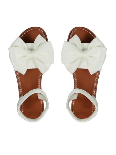 Image of GORGLITTER Women's Bow Flat Sandals 2026 Dressy Cute Ankle Strap Slides | Summer Shoes for Women 2026, Slip On Open Toe Flats, Slingback Slides, Vacation Dress Sandals